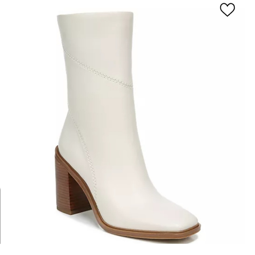 New! Franco Sarto Stevie Mid Shaft Leather Bootie Ivory Sz 8.5 $190